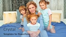  Presentation with living life - Colorful PPT theme enhanced with happy-family-life-at-home backdrop and a light blue colored foreground