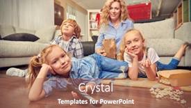  Presentation with living life - Theme having happy-family-life-at-home background and a coral colored foreground