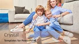  Presentation with living life - Amazing presentation theme having happy-family-life-at-home backdrop and a coral colored foreground