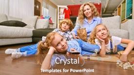  Presentation with living life - Cool new theme with happy-family-life-at-home backdrop and a red colored foreground