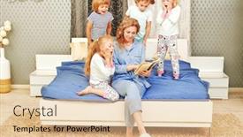  Presentation with happy-life - Theme featuring happy-family-life-at-home background and a lemonade colored foreground