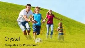  Presentation with lifestyle - Slide deck consisting of happy family lifestyle background and a gold colored foreground