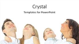  Presentation with memory book family photo album - Colorful presentation theme enhanced with happy family looking upward backdrop and a white colored foreground