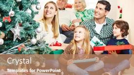  Presentation with family tree - Colorful slide set enhanced with happy-family-looks-together backdrop and a coral colored foreground