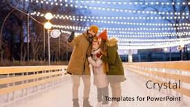  Presentation with rink - Amazing presentation theme having happy-family-making-selfie-portrait backdrop and a coral colored foreground