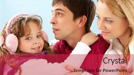  Presentation with members - Slide deck with happy family members in winter clothes background and a red colored foreground