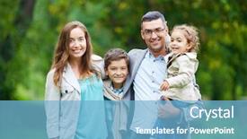  Presentation with members - Beautiful slides featuring happy family members looking backdrop and a light blue colored foreground