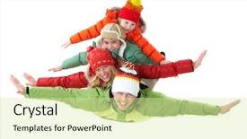  Presentation with members - Slides featuring happy family members looking at camera with smiles and their arms stretched background and a soft green colored foreground