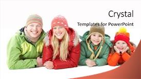  Presentation with members - Colorful presentation theme enhanced with happy family members looking backdrop and a white colored foreground