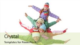  Presentation with members - Audience pleasing PPT theme consisting of happy family members lying backdrop and a soft green colored foreground