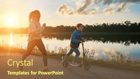  Presentation with child health care - Presentation enhanced with happy-family-mother-and-child background and a tawny brown colored foreground