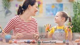  Presentation with daughter mother - Beautiful presentation theme featuring happy-family-mother-and-daughter backdrop and a coral colored foreground