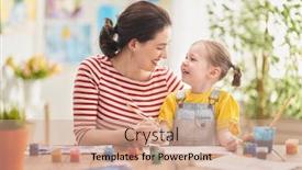  Presentation with woman child - Audience pleasing slide deck consisting of happy-family-mother-and-daughter backdrop and a coral colored foreground