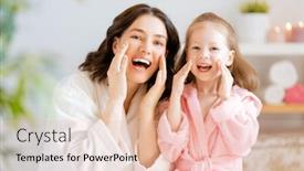  Presentation with mother child - Presentation theme featuring happy-family-mother-and-daughter background and a lemonade colored foreground