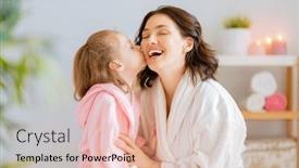  Presentation with caring - Slide set with happy-family-mother-and-daughter background and a lemonade colored foreground