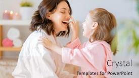  Presentation with daughter mother - Theme enhanced with happy-family-mother-and-daughter background and a lemonade colored foreground