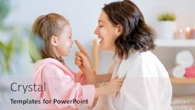  Presentation with mother child - PPT layouts having happy-family-mother-and-daughter background and a coral colored foreground