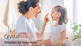  Presentation with daughter mother - Slide set consisting of happy-family-mother-and-daughter background and a coral colored foreground