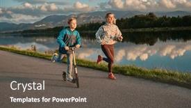  Presentation with health balance - Slide deck featuring happy-family-mother-and-son background and a dark gray colored foreground