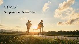  Presentation with health balance - Slides consisting of happy-family-mother-and-son background and a light gray colored foreground