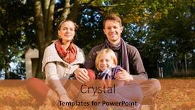  Presentation with fall leaves - Theme enhanced with happy-family-mother-father background and a red colored foreground