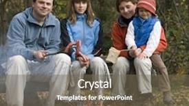  Presentation with campfire - Beautiful slides featuring happy family near campfire backdrop and a violet colored foreground
