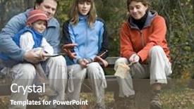  Presentation with campfire - Theme with happy family near campfire background and a tawny brown colored foreground
