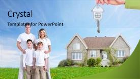  Presentation with doctor a new born and family - Presentation design featuring happy family near new home background and a  colored foreground