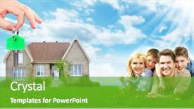  Presentation with new home - Presentation having happy family near new home background and a shamrock green colored foreground