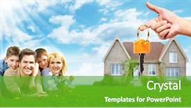  Presentation with doctor a new born and family - PPT layouts consisting of happy family near new home background and a shamrock green colored foreground