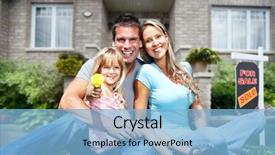  Presentation with family a new born - Amazing slides having happy family near new home backdrop and a light blue colored foreground