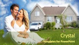  Presentation with doctor a new born and family - Colorful PPT theme enhanced with happy family near new house backdrop and a tawny brown colored foreground