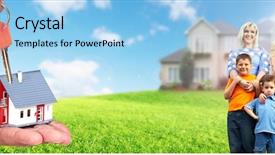  Presentation with nurse visiting family a new born - Cool new PPT layouts with happy family near new house backdrop and a light blue colored foreground