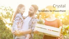  Presentation with flare - Beautiful PPT layouts featuring happy-family-of-farmers-walking backdrop and a cream colored foreground