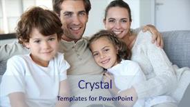  Presentation with relaxing - Colorful PPT layouts enhanced with happy family of four relaxing backdrop and a sky blue colored foreground