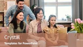  Presentation with chat - Audience pleasing presentation consisting of happy-family-of-four-sitting backdrop and a coral colored foreground