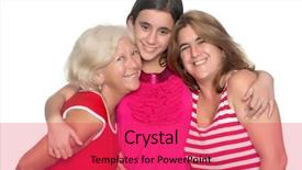  Presentation with generations - Slides having happy family of three generations of hispanic women isolated on white background and a red colored foreground