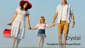  Presentation with members - Presentation theme consisting of happy family of three members background and a light blue colored foreground