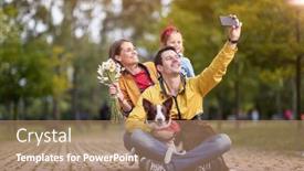  Presentation with dog park - Audience pleasing slide set consisting of happy-family-of-three backdrop and a coral colored foreground