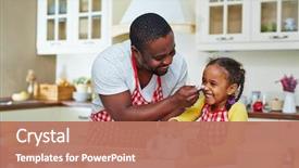  Presentation with cooking - Presentation theme consisting of happy family of two cooking background and a coral colored foreground