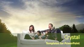  Presentation with natural - Audience pleasing theme consisting of happy family on a sofa backdrop and a  colored foreground