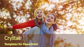  Presentation with beautiful nature - Presentation theme enhanced with happy family on autumn walk background and a tawny brown colored foreground