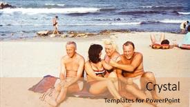  Presentation with family history - Audience pleasing PPT theme consisting of happy family on beach early backdrop and a coral colored foreground