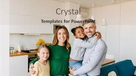  Presentation with home - PPT layouts consisting of happy-family-on-cozy-kitchen background and a soft green colored foreground