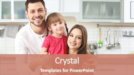  Presentation with kitchen - Slides consisting of happy family on kitchen background and a coral colored foreground