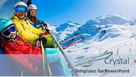  Presentation with france - Beautiful slide set featuring happy-family-on-ski-lift backdrop and a light blue colored foreground