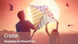  Presentation with kite - PPT theme consisting of happy family on summer walk background and a  colored foreground