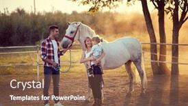  Presentation with happy hour - PPT theme with happy-family-on-the-horse background and a tawny brown colored foreground