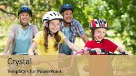  Presentation with family day - PPT theme having happy family on their bike background and a yellow colored foreground