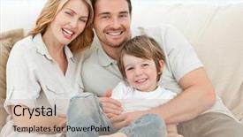  Presentation with family - Amazing PPT layouts having happy family on their sofa backdrop and a soft green colored foreground